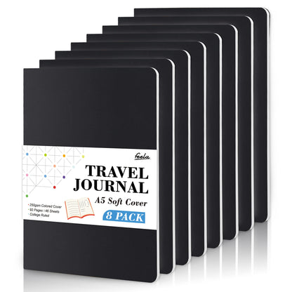 - feela 8 Pack Soft Cover Notebooks A5 Lined Journal Notebooks College Ruled -