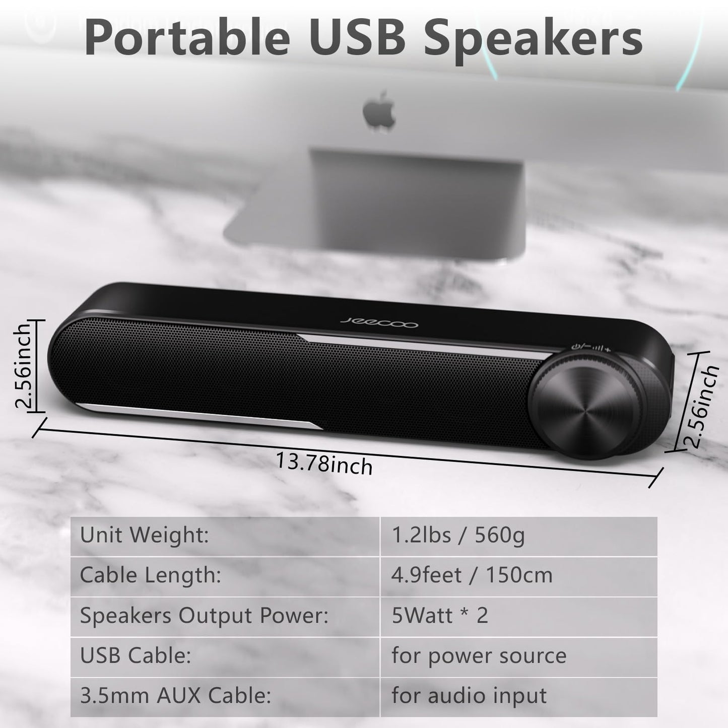 - Jeecoo A30 PC Speakers | Computer Speakers for Desktop Monitor | USB Powered PC Soundbar | 3.5mm Aux Input Wired Soundbar for Desktop -