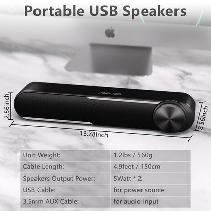 - Jeecoo A30 PC Speakers | Computer Speakers for Desktop Monitor | USB Powered PC Soundbar | 3.5mm Aux Input Wired Soundbar for Desktop -
