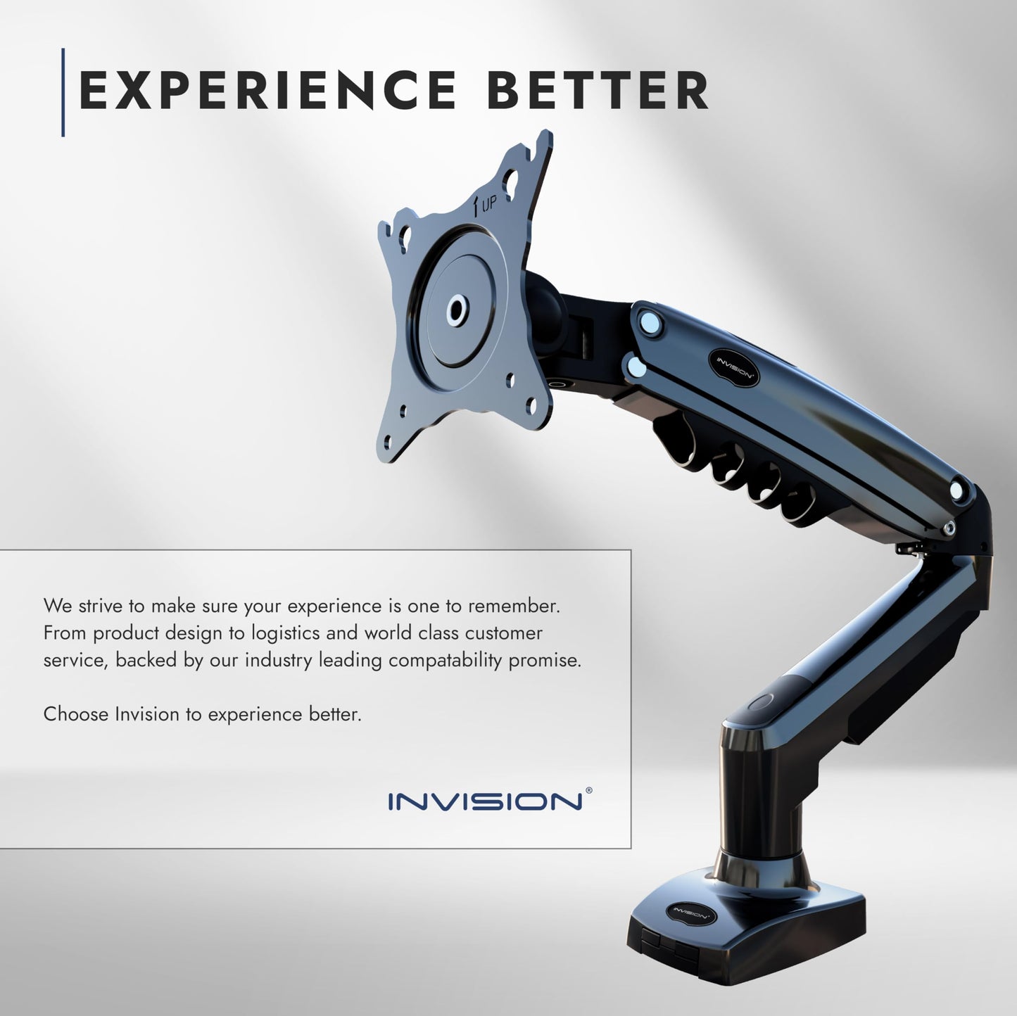 - Invision Single Monitor Arm Desk Mount for 19 to 32 Inch Screens | VESA 75 & 100mm Stand Clamp -