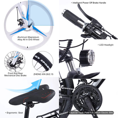 - Hyuhome Electric Bikes | Magnesium Alloy Ebikes Bicycles | All Terrain | 26" 36V 13Ah Removable Lithium-Ion Battery -