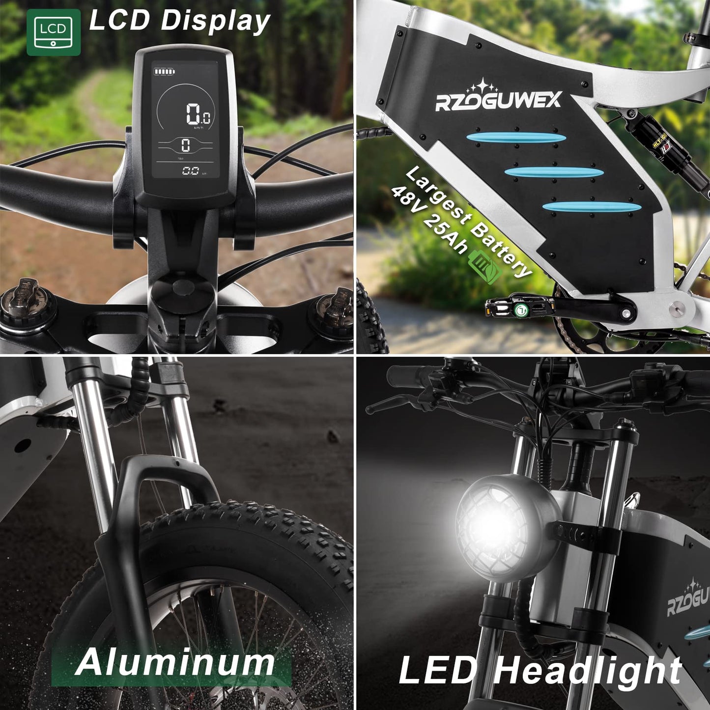 - RZOGUWEX Electric Bicycle | 20 Inch Off-Road EBIKE for Adults -