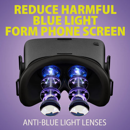 DESTEK V5 VR Headset for Phone, 110°FOV HD Anti-Blue Lenses Eye Protection for Kids Gift Virtual Reality Headset with Bluetooth Controller, VR Glasses for iPhone Samsung Android (4.7-6.8in Screen)