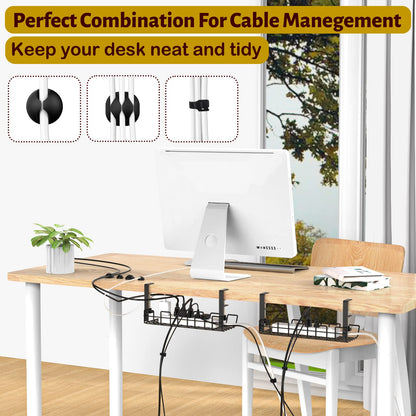 - Mokani Cable Management Under Desk Tray | No-Drill Desk Cable Wire Organiser -