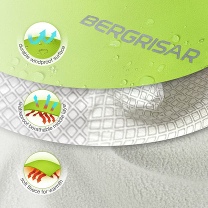 BERGRISAR Cycling Bike Jacket Mens Waterproof Thermal Windproof Cycle Running Hiking Jacket Softshell Fleece Coat BG011