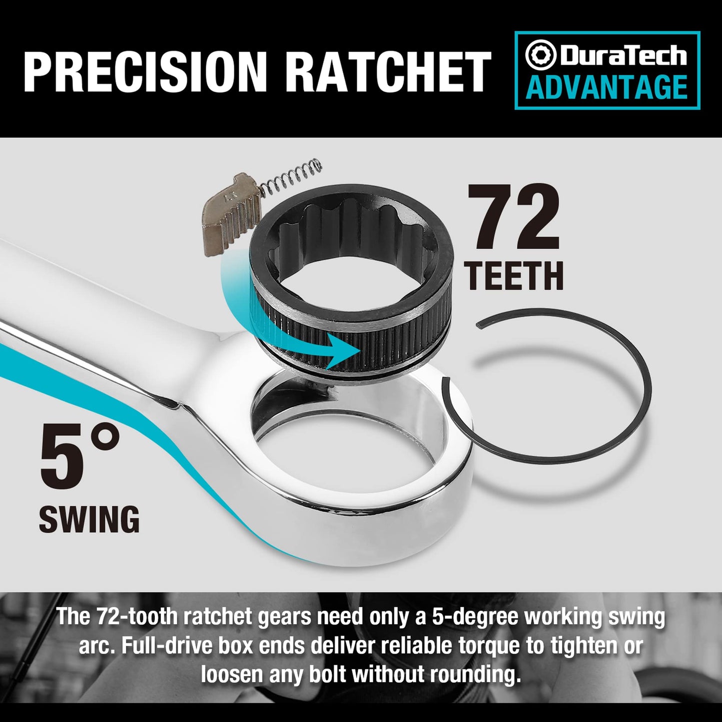 - DURATECH 10-Piece Ratchet Combination Spanner Set | Fixed Head Open End Combination Wrench Set with Roll Pouch | Metric | 6-18mm | 12 Point | CR-V Steel -