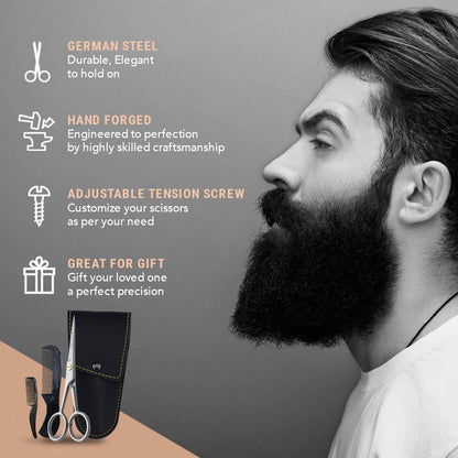 - ONTAKI Professional German Beard & Mustache Scissors -