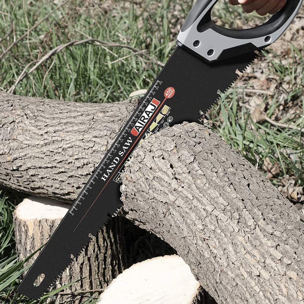 AIRAJ 450mm Pro Hand Saw, Pruning Saw with Chip-Removing Design, Perfect for Sawing, Pruning, Trimming Gardening and Cutting Wood Fast Cutting Saw