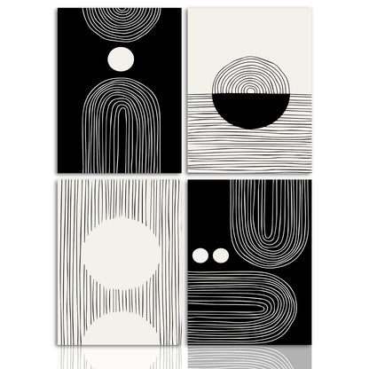 Dazzlewall Boho Black and White Wall Decor Poster Abstract Geometric Line Wall Poster for Bedroom Living Room Decor 12x16 in Unframed Set of 4