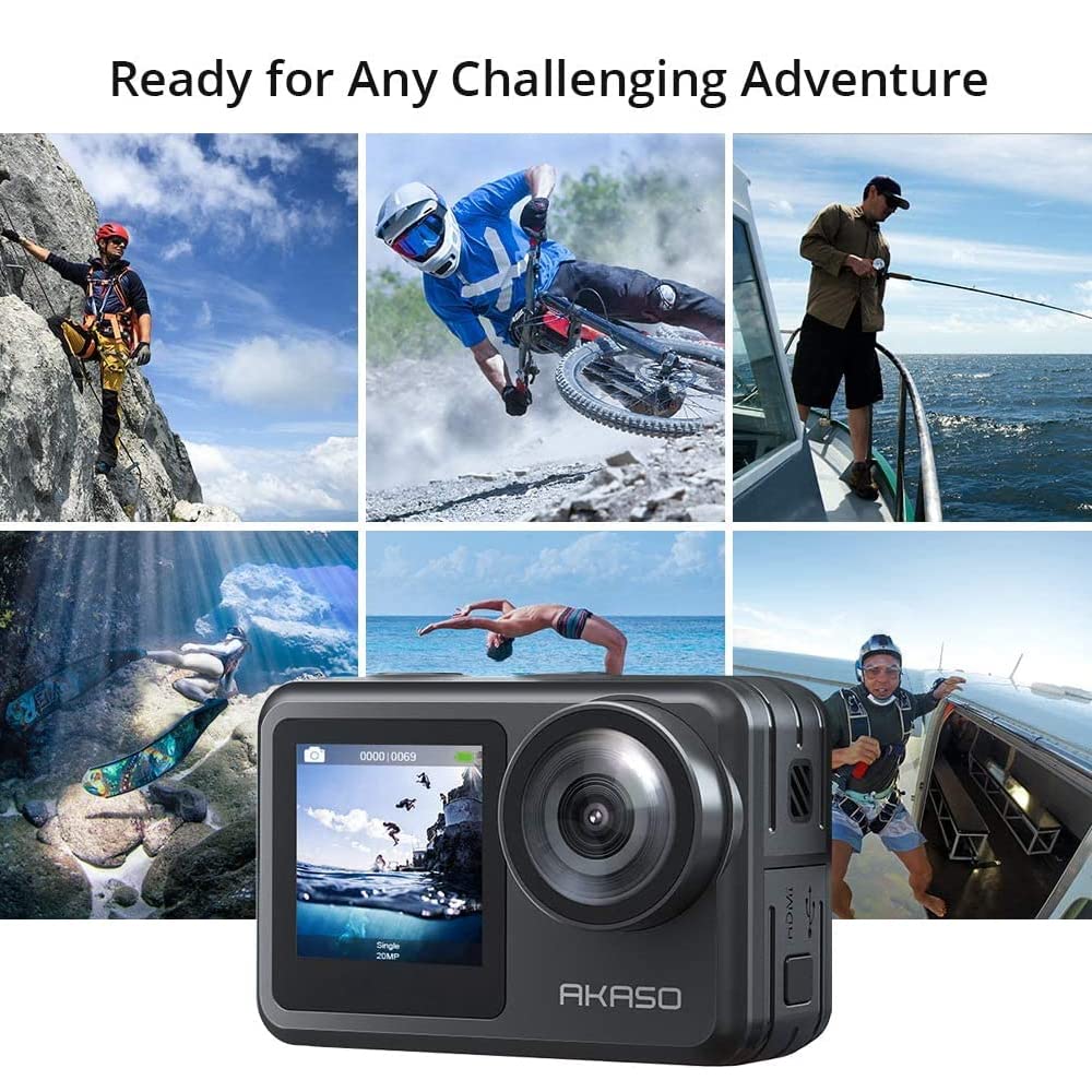 AKASO Brave 7 LE Action Camera, 40M Waterproof Underwater Camera EIS 2.0 Native 4K 20MP Touch Screen WiFi Sports Camera Remote Control Vlog Camera