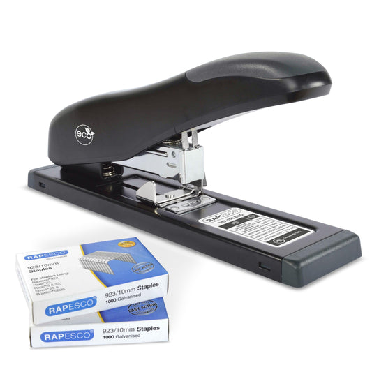 - Rapesco 1307 ECO HD-100 Heavy-Duty Stapler | 2000 Type 923/10mm Staples | 100 Sheet Capacity | Black -