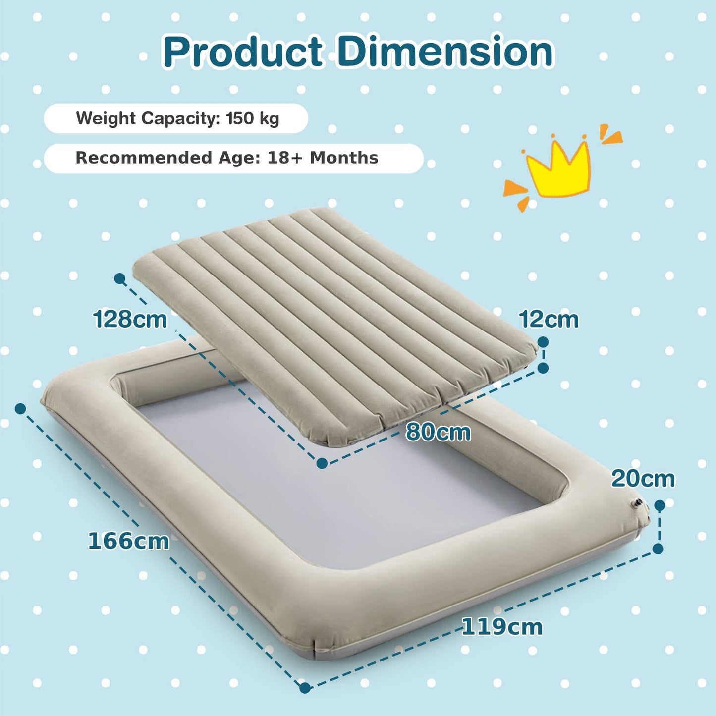 - Maxmass Kids Inflatable Travel Bed | Portable Air Mattress with Electric Pump -