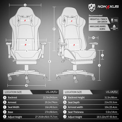 - NOKAXUS Gaming Chair | Large Size | High-back | Ergonomic Racing Seat -