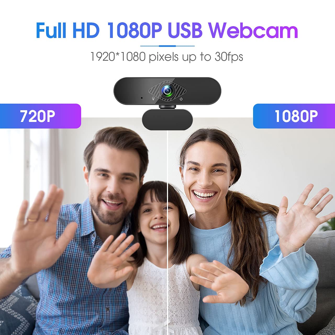 Dancial USB Webcam, 1080P Streaming Webcam with Microphone for PC,MAC, Laptop, Plug and Play Web Camera for Youtube,Skype Video Calling, Studying, Conference