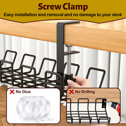 - Mokani Cable Management Under Desk Tray | No-Drill Desk Cable Wire Organiser -