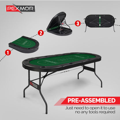 - PEXMOR Foldable 8 Player Poker Table | Folding Blackjack Casino Card Game Table  -