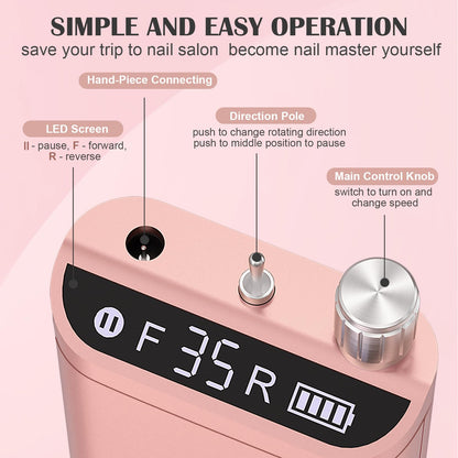 - Kredioo 350000RPM Nail Drill | Rechargeable Electric Nail Files for Acrylic Gel Nail -
