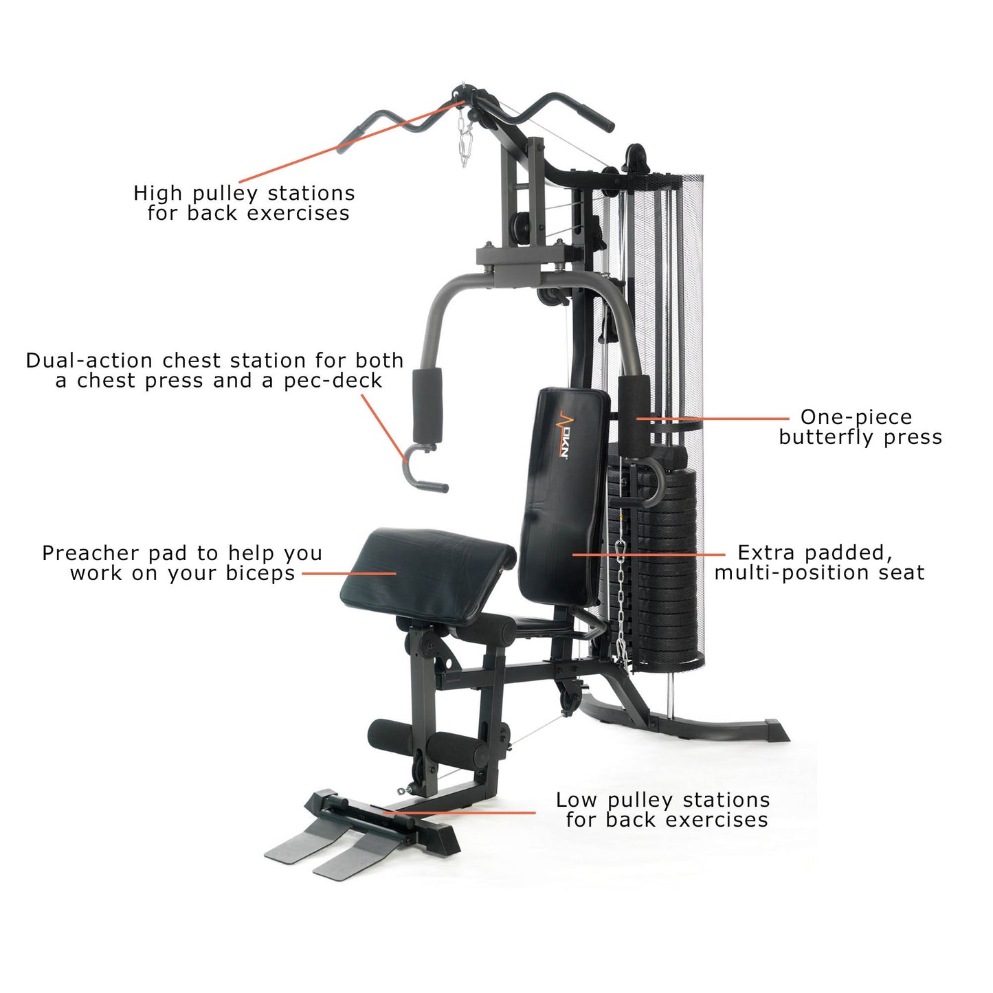 - DKN Studio 7400 Compact Home Multi Gym | 80kg Weight Stack -