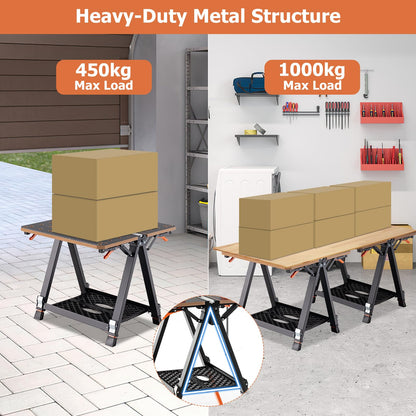 - TANGZON Folding Workbench | Height Adjustable | Flip-Top Work Bench -