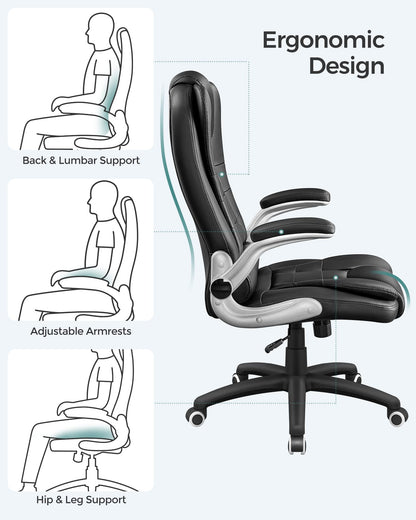 - SONGMICS Office Swivel Chair | 76 cm High Back | Flip-Up Armrest | Computer Chair -