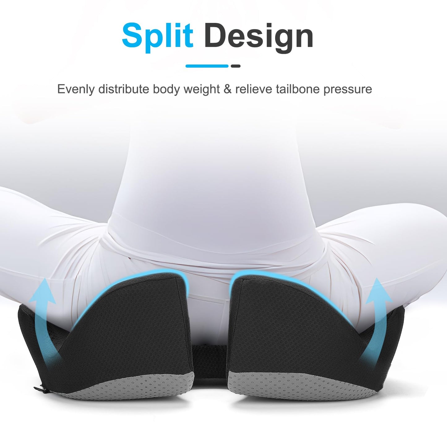 Ajiteogy Seat Cushion,Memory Foam Coccyx Cushion Pressure Relief for Hip, Tailbone, Coccyx, Sciatica,Ergonomic Seat Cushion for Office Chair, Wheelchair, Car Seat
