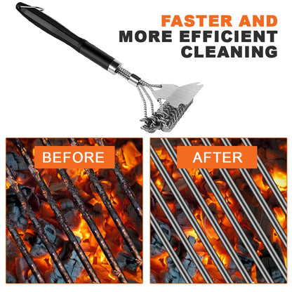 - Flintronic BBQ Grill Cleaning Brush | Barbecue Steel Brushes with Metal Scraper -