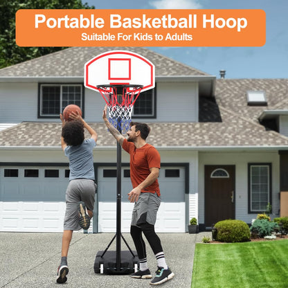 Adjustablae Basketball Hoop and Stand for Kids, Portable Basketball Set 4.9-6.9FT Adjustable Height, Basketball Hoop Net for Teenager Adults, Kids