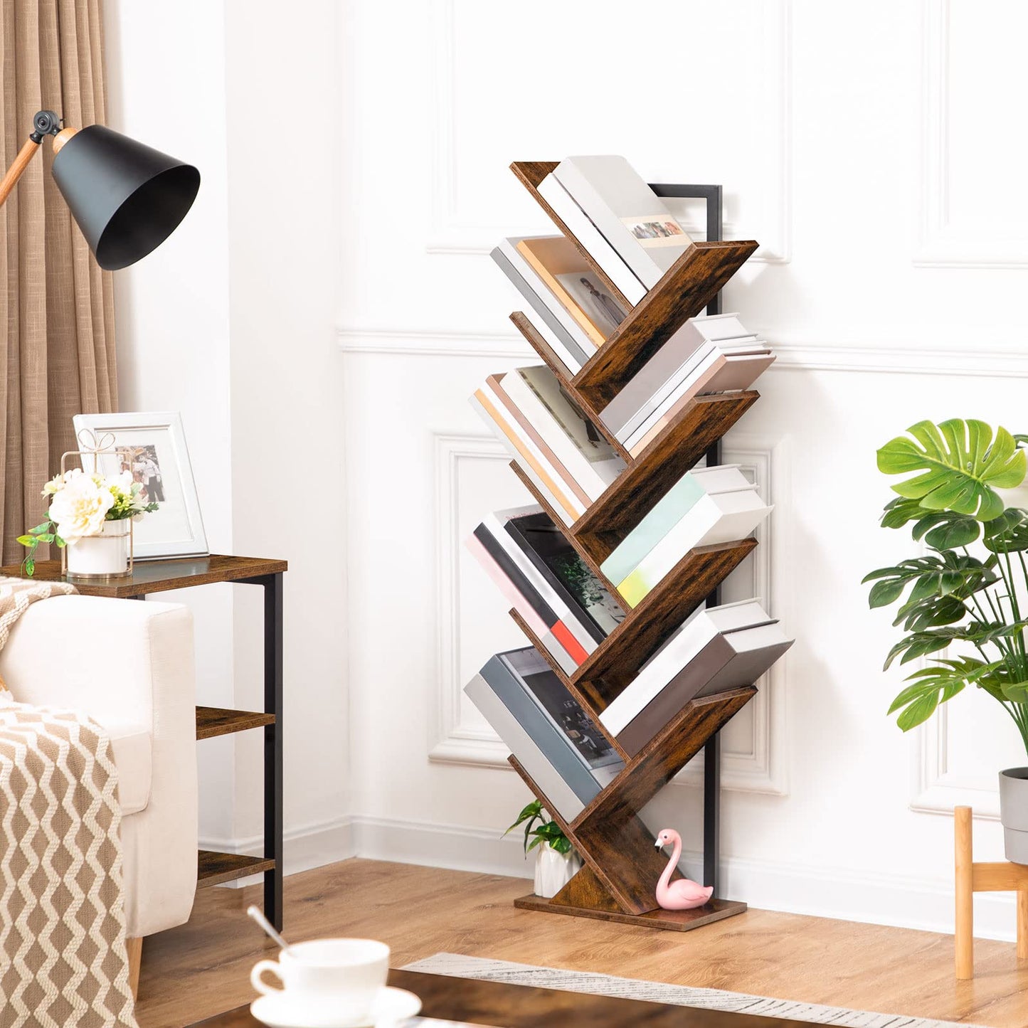 - HOOBRO Tree Bookshelf Tall, 9-Tier Floor Standing Book Shelf -