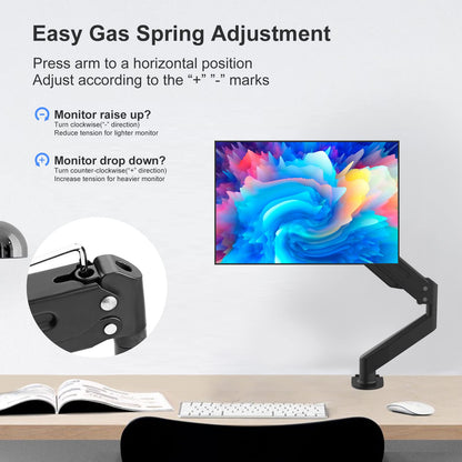 - Suptek | Single Monitor Arm | Gas Spring | Monitor Arm Desk Mount for 17-27 inch Monitors up to 6kg -