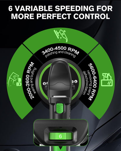 - Ginour Car Polisher for Car Detailing | Dual Action Car Polisher | 6 Variable Speeds 2000-6553RPM -
