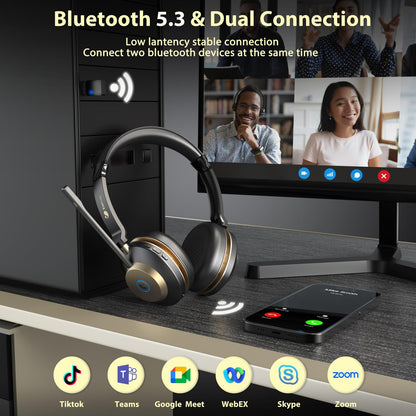 - Wireless Headset, Bluetooth Headset With Microphone Noise Canceling & USB Dongle