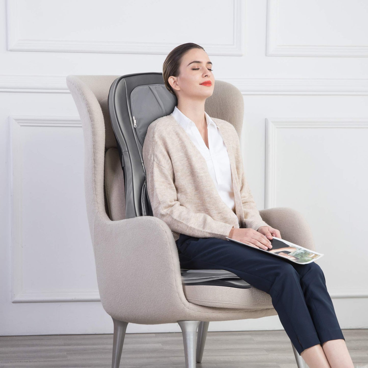 COMFIER Shiatsu Back Massager with Heat -Deep Tissue Kneading Massage Chair, Massage Chair Pad for Full Back, Chair Massager for Home or Office Chair use (dark grey), Gifts for Women,Men