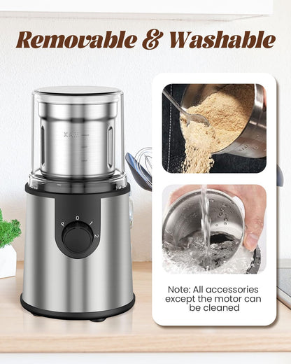 Andizun Coffee Grinder Electric, 350W Motor 80g Capacity Spice Grinder Electric with 304 Stainless Steel Blades for Coffee Beans, Nuts, Pepper