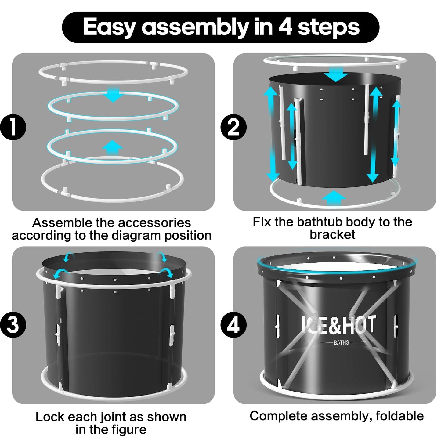 - Portable Foldable Bathtub for Adults | Soaking Bathtub for Cold Water Therapy Training -