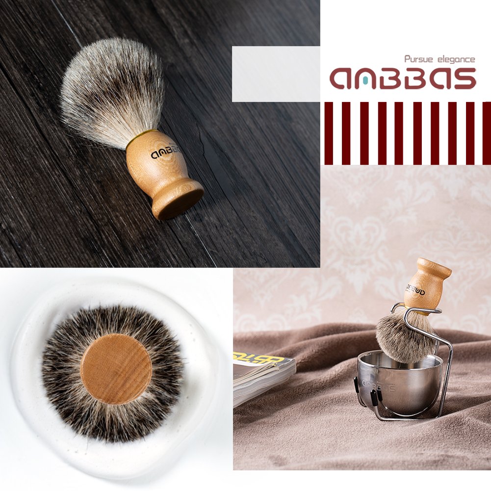 - Shaving Set | 4pcs | Badger Hair Shaving Brush | Stainless Steel Shaving Brush Stand | Perfect for Dad Gift -