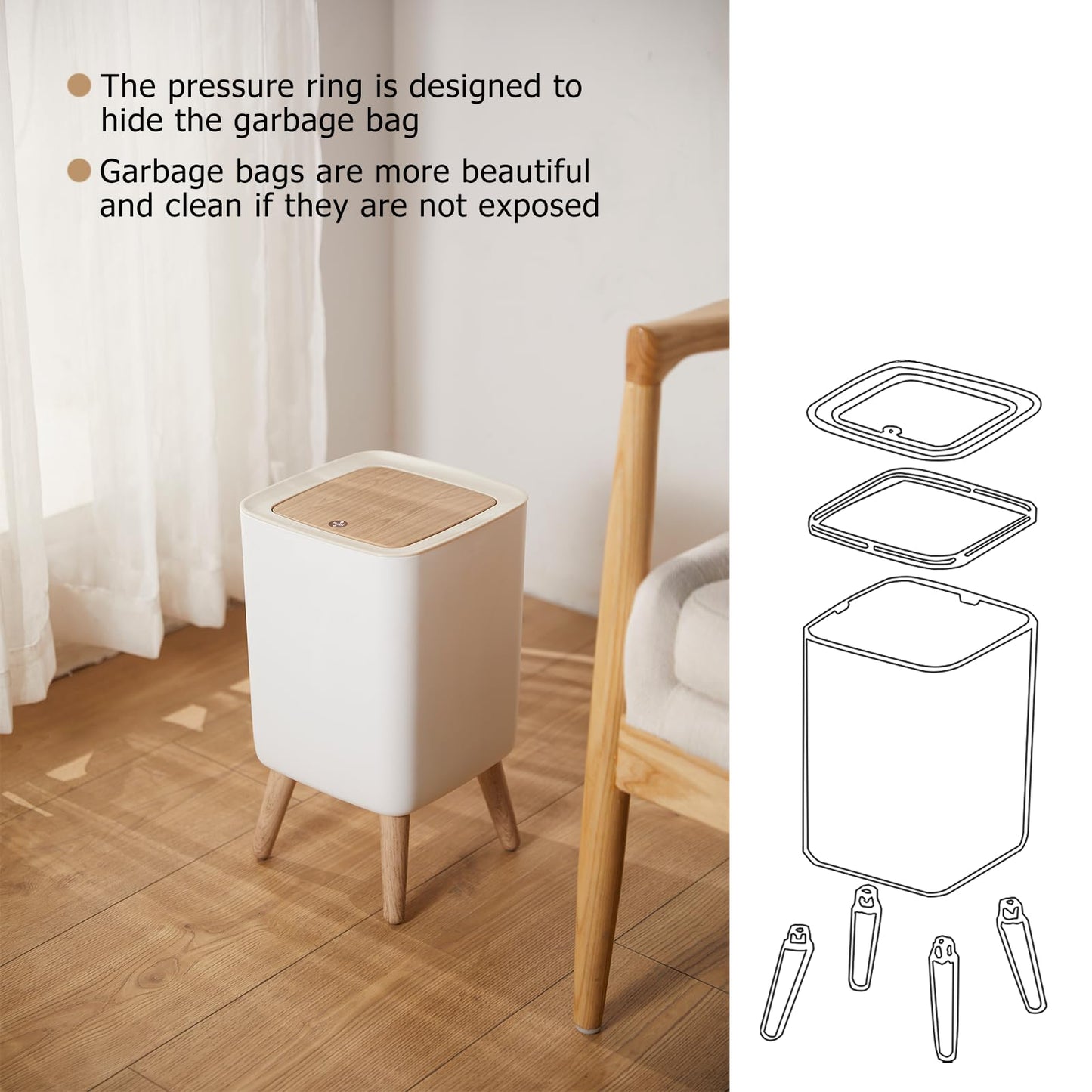 - U2PICK Mini Trash Bin with Lid -