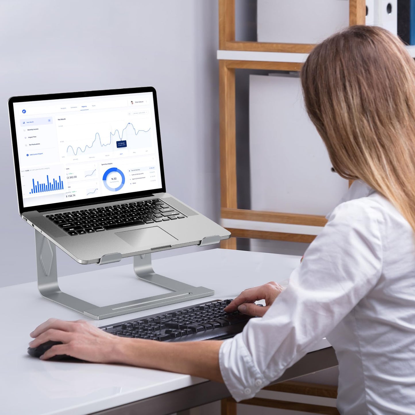 - Tonmom Laptop Stand for Desk | Metal Laptop Riser Holder -