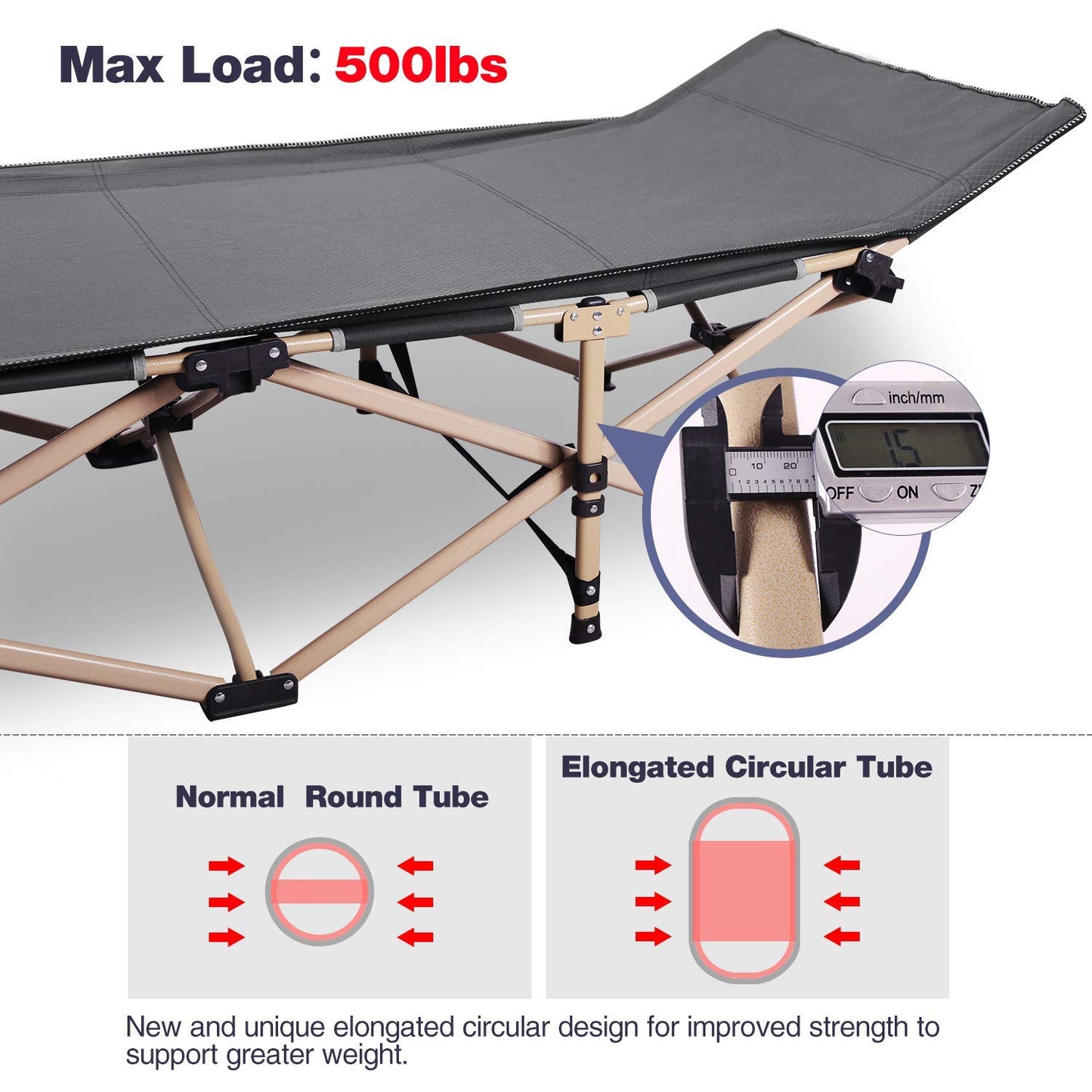 - REDCAMP Folding Camping Bed | Heavy Duty Sturdy Camp Bed with Mattress -