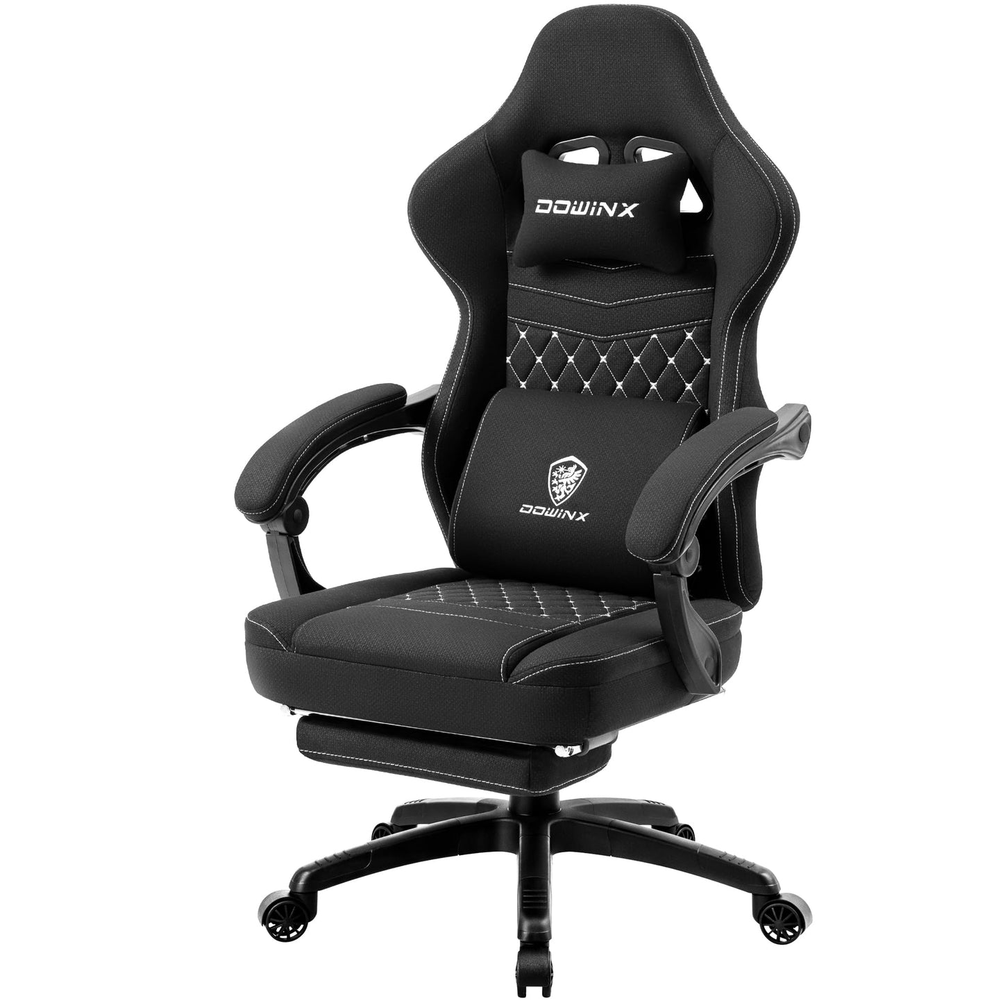 - Dowinx Gaming Chair Fabric with Pocket Spring Cushion | Massage Gaming Chair with Footrest|  Ergonomic PC Chair | Gamer Chair -