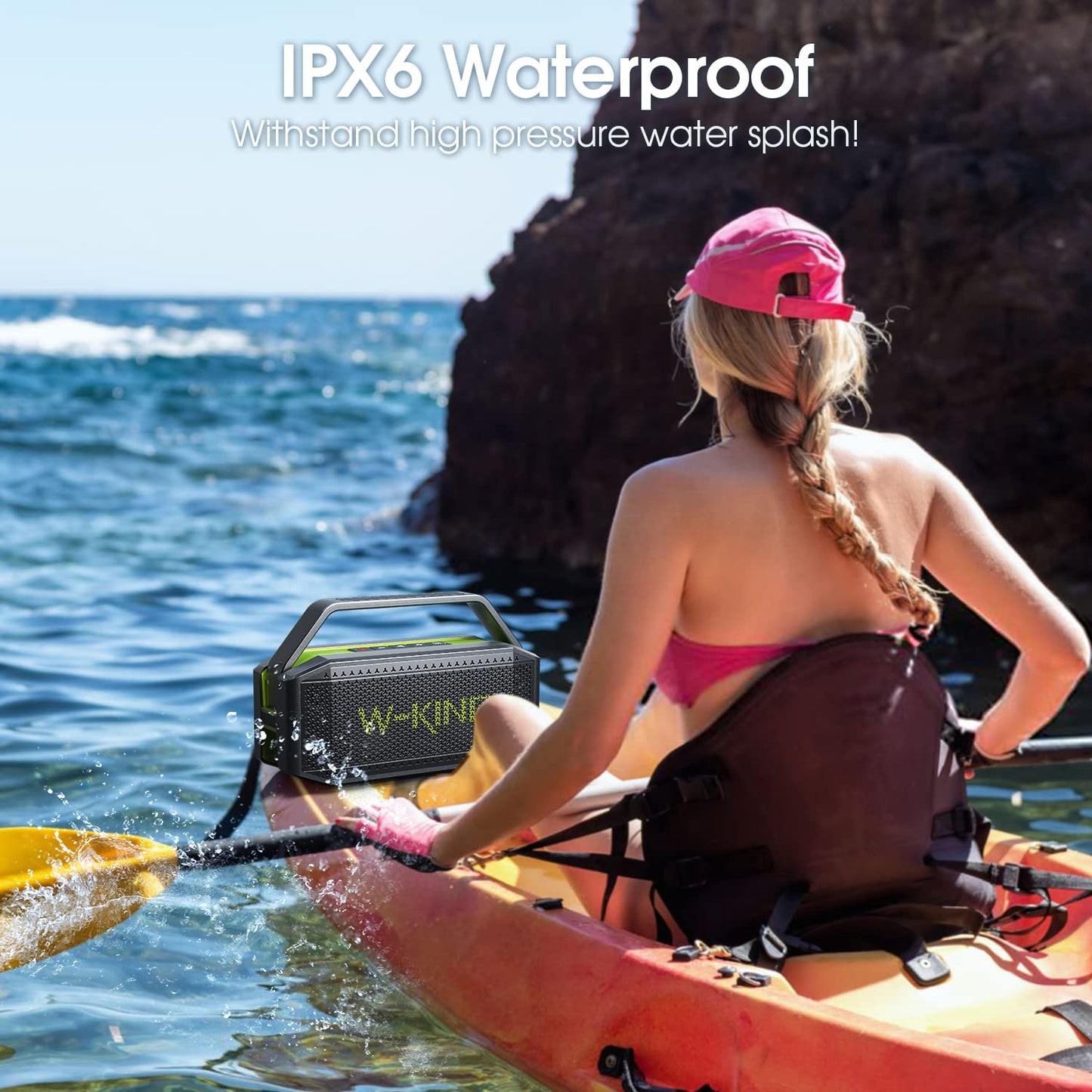 - W-KING Bluetooth Speaker, 100W PEAK 60W Loud Portable Wireless Waterproof Bluetooth Speaker IPX6