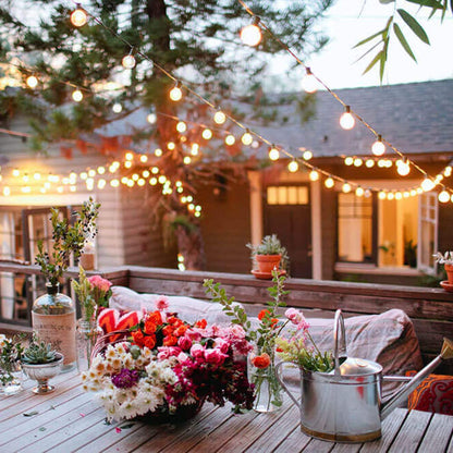 - Kawaya Outdoor String/Festoon Lights | Mains Powered 25ft 7.6m Dimmable LED String Lighting | Waterproof -