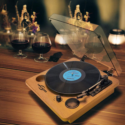 - Record Player | Bluetooth Portable Vinyl Turntable | Digital Encoder Built-in Stereo Speaker -