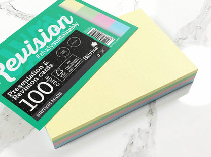 - Luxpad Revision A6 Flash Cards | 5mm Dot Grid (100 Cards) Assorted Colours -