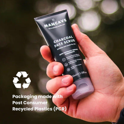 - ManCave Charcoal Face Scrub | 100ml for Men | Exfoliate & Smooth Skin -