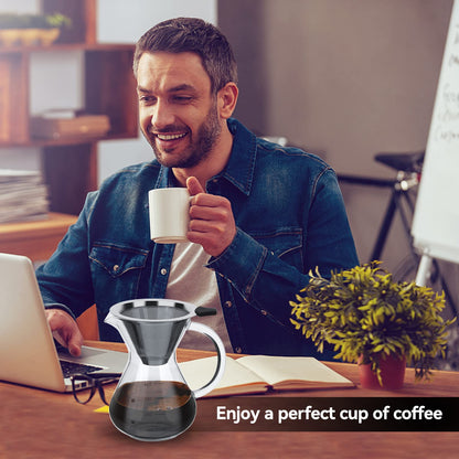 - HERCHR Pour Over Coffee Maker | 400ml/14Oz | Borosilicate Glass Pour Over Coffee Brewer -