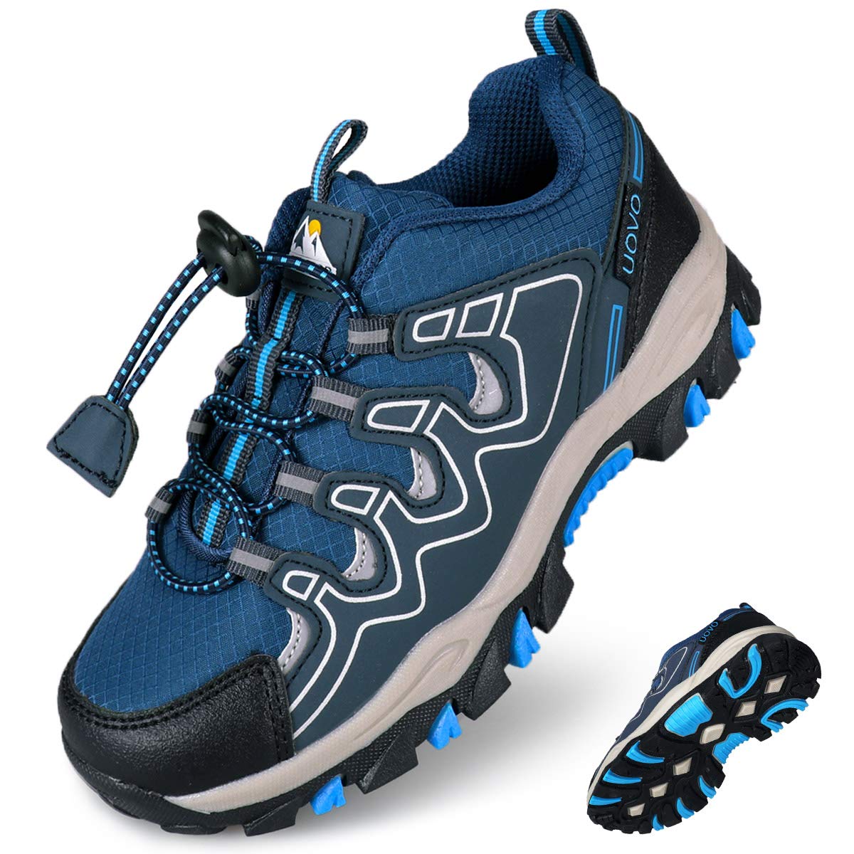 - UOVO Boys Trainers Kids Walking Shoes Low-Top Sneakers Children Waterproof Trekking Hiking Footwear Running Shoes Blue Size 4 UK