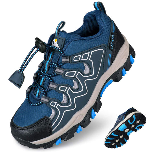 - UOVO Boys Trainers Kids Walking Shoes Low-Top Sneakers Children Waterproof Trekking Hiking Footwear Running Shoes Blue Size 4 UK