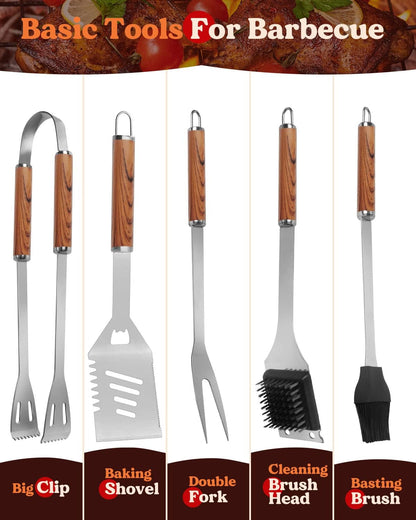 - KALAHOL 7-in-1 BBQ Tools Set | Extra Thick Stainless Steel Grill Tool Set | Storage Bag -