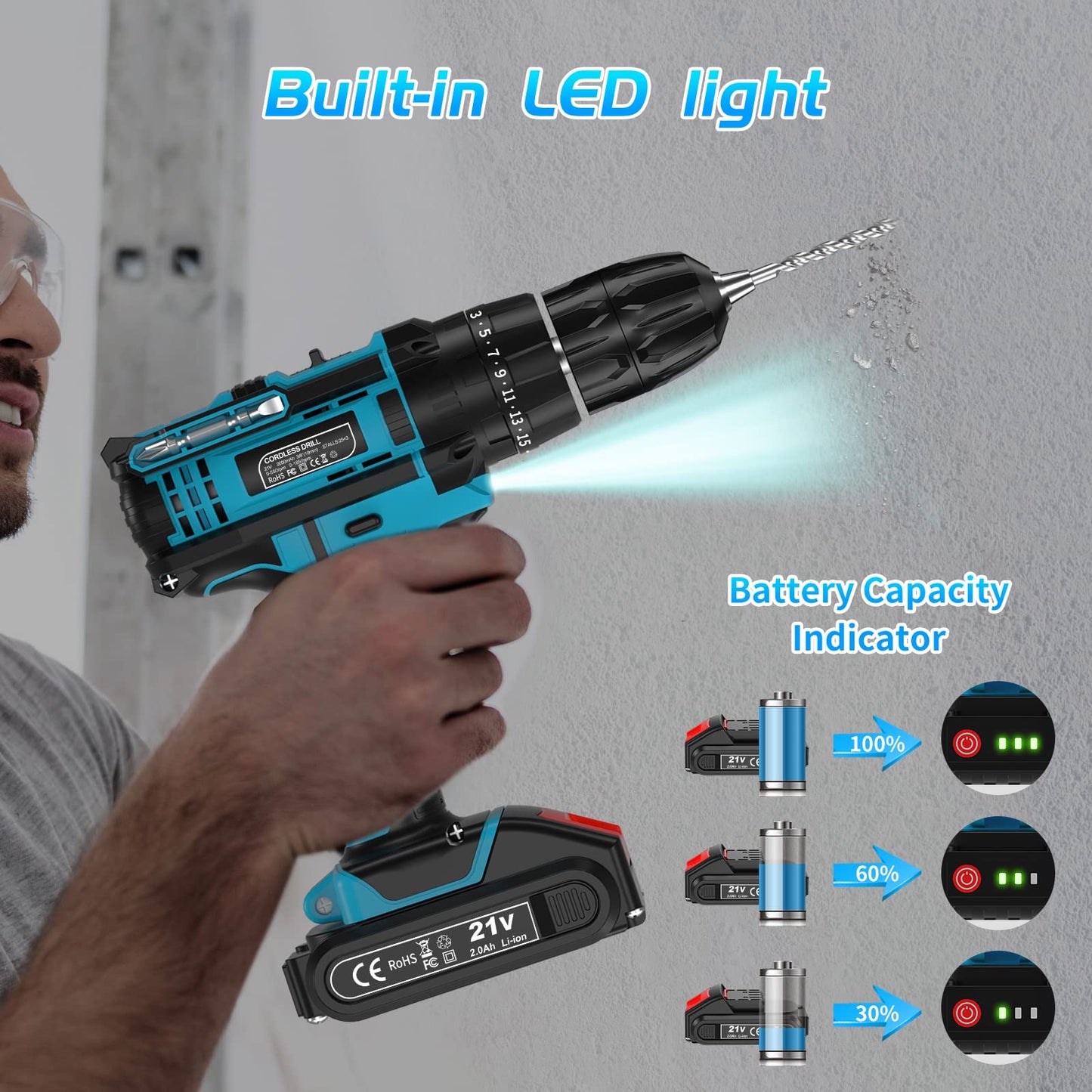 - TIHOOK Cordless Drill Driver 21V | Cordless Hammer Drill -