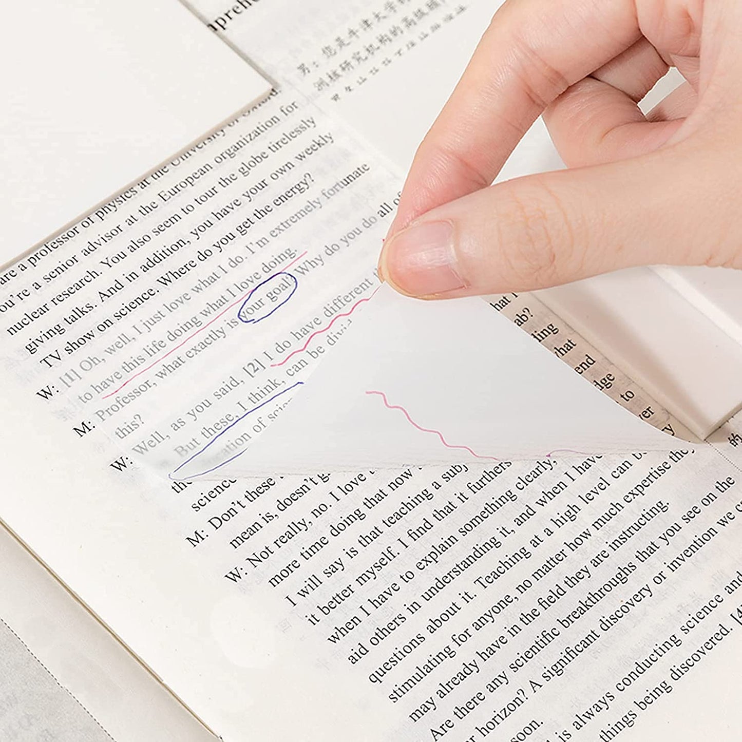 100pcs Transparent Sticky Notes Self-Stick Note Pads, Clear Notes 75mm*75mm Transparent Self Adhesive Removable Perfect for Studying and Writing in Text Books and Office